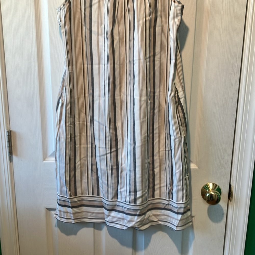 Striped Sleeveless Dress size small Chicos brown cream tan beach core sunswept - Picture 12 of 13